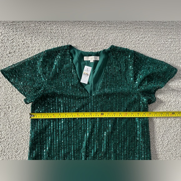 NWT Loft Sequin Flutter Sleeve Top - Picture 3 of 4